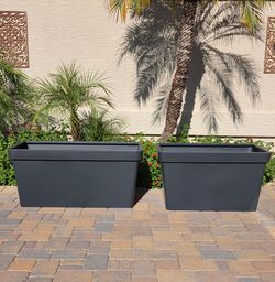 Large Metal Rectanglar Planter Set
