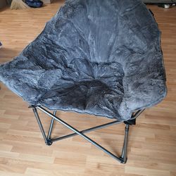 Plush Moon Saucer Chair with Carry Bag - Supports 350 LBS, Gray