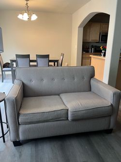Mid-Century Modern Tan Fabric Sofa