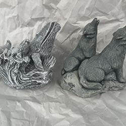 St Helens Ash Statues ( Wolf / Whales)