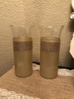 Gold sparkly vases