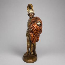 Vintage 31" 16th Cen Spanish Conquistador MCM Chalkware Statue Bronze
