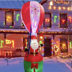 12FT Inflatable Christmas Decoration, Inflates Hot Air Balloon & Santa Claus