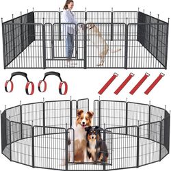 Dog Playpen Indoor Outdoor, 16 Panels Dog Pen 32" Height Dog Fence Exercise with Doors for Large/Medium/Small Dogs, Portable Pet Playpen for Yard RV C