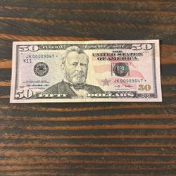 * Start Note* $50 Bill W/Unique Serial Number