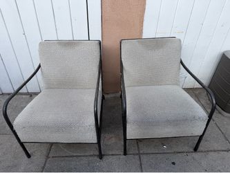 2 metal chairs   27” wide  32” high  3 feet side    Both for  69
