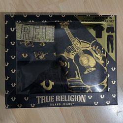 True Religion Premium Loungewear Set Crew Top Jogger Pants, Boxer Briefs