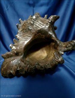 Vintage Metal Conch Shell Nautical Seaside Decor 10"