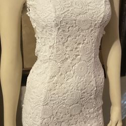 Lulu’s Floral Lace White Dress