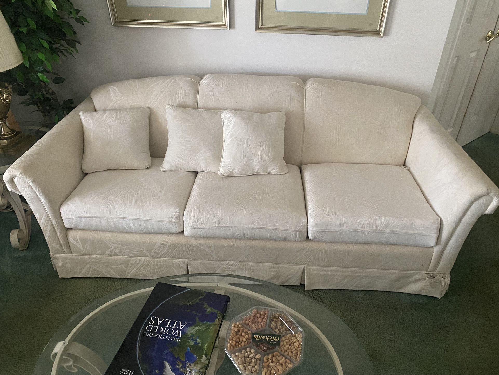3 Cushion White Sectional Couch Make Me An Offer