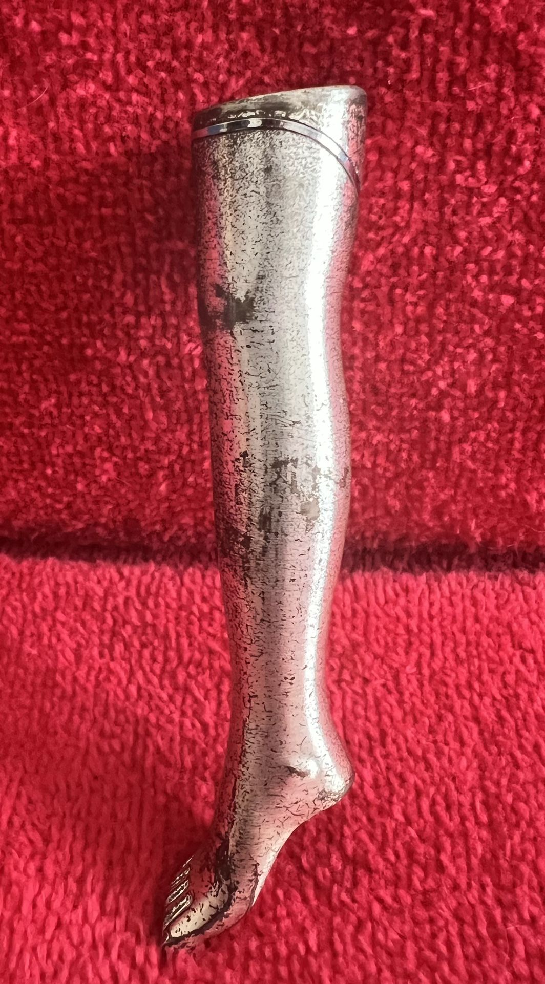 Vintage Tall Metal Silver/pewter Shapely Barefoot High Arch Heel Leg Lighter