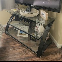 TV Stand With Glass Shelves 