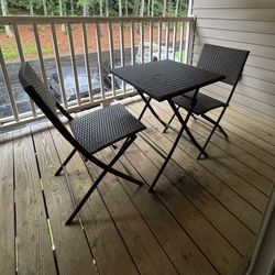 Outdoor Patio Bistro Set. Two Chairs And Table 