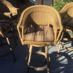 4 Swivel Wicker Chairs