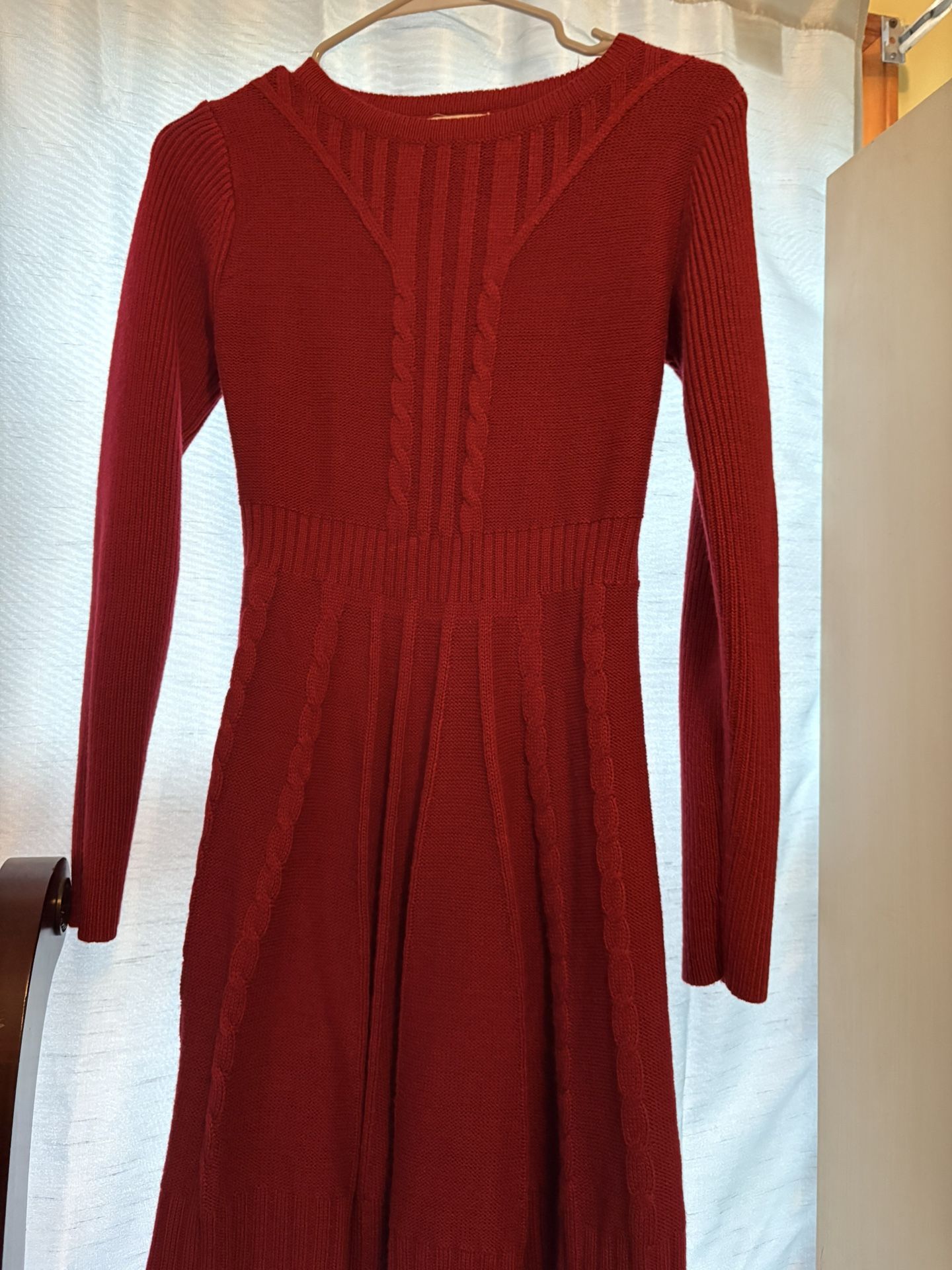 Cute Red Sweater Dress. Perfect W Black Boots