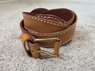 Linea Pelle Genuine Leather Braided Woven Belt Tan Brown Size M Boho Western