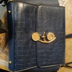 Blue Leather Handbag