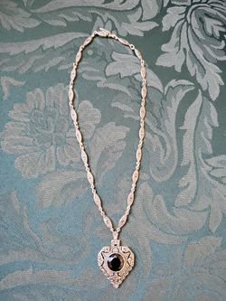 Silver Black Onyx Antique Necklace