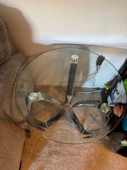 Round Glass Coffee Table with Chrome Base