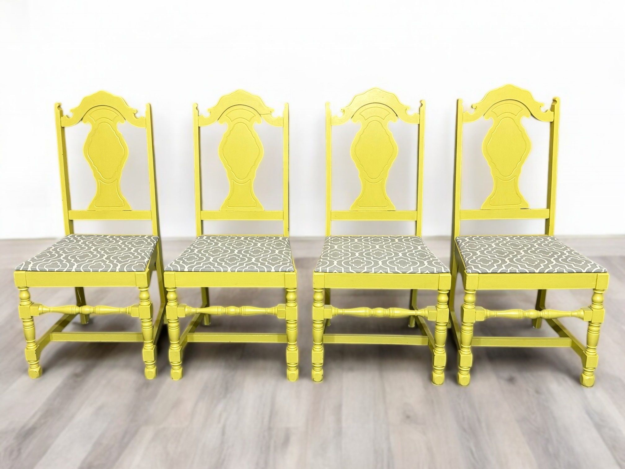 4 Yellow Dining Chairs Set
