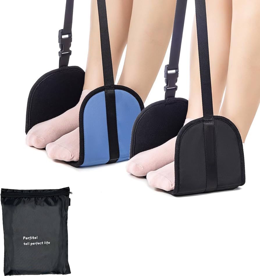 Airplane Adjustable Foot Hammock for Long Travel Flights Relax & Rest - Blue - 1 Piece