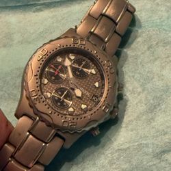 FOSSIL BLUE TI-5010 TITANIUM CHRONOGRAPH 20ATM LUMINOUS HANDS MENS WATCH