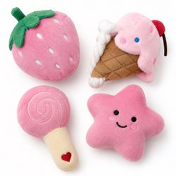 4-Piece Plush Dessert Theme Pet Toy Set