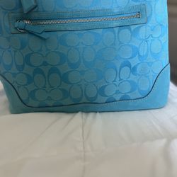 Authentic Coach Blue Signature Shoulder Bag – Clean Condition