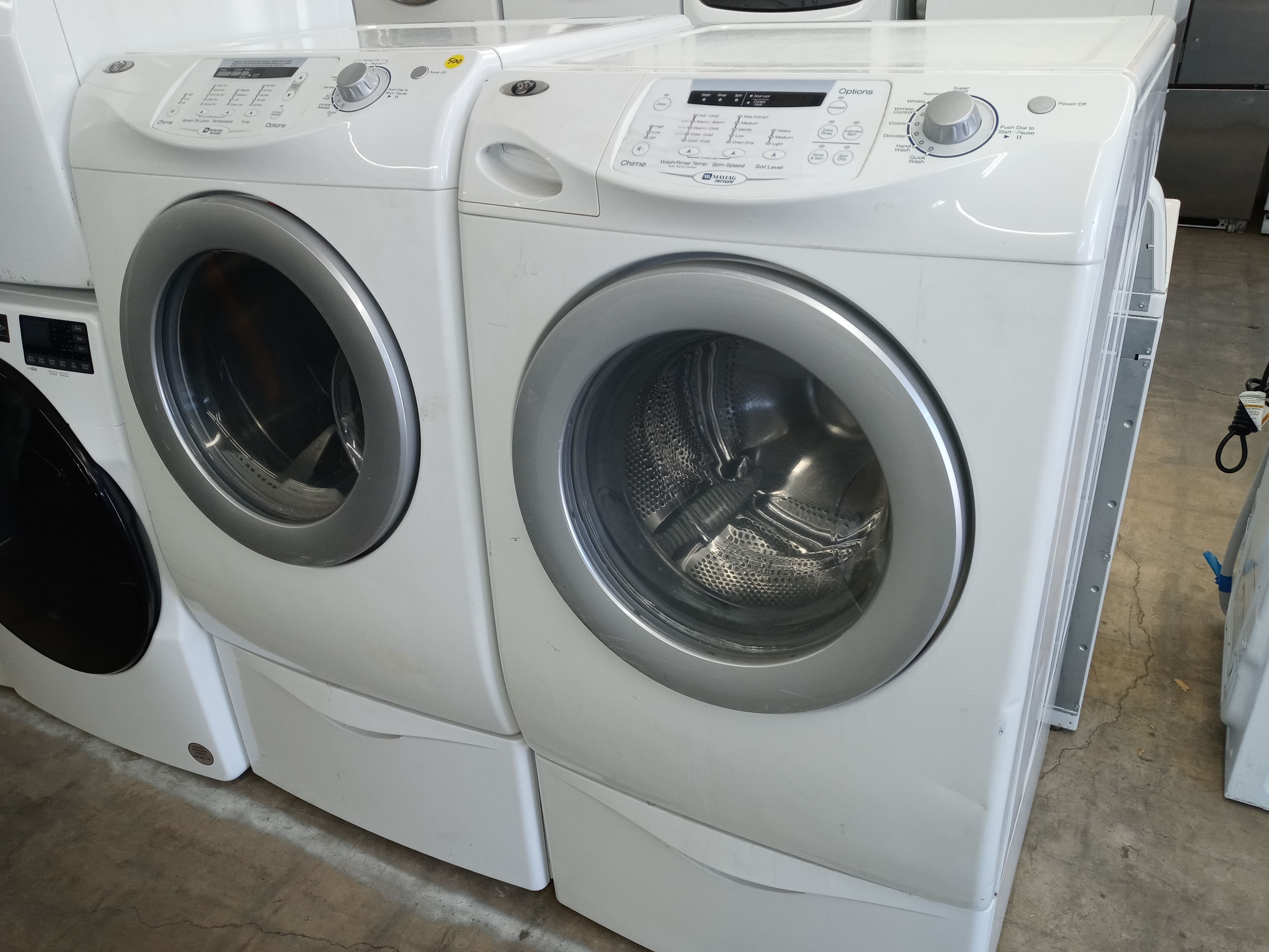 Maytag Neptune front load washer and dryer set on pedestals - Free delivery
