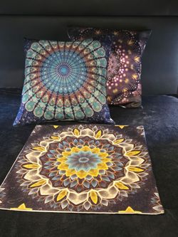 Mandala Print Throw Pillow Covers Set of 3