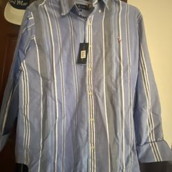 Ralph Lauren Blue Striped Men's shirt brand new size XL