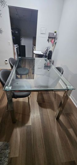 Juego de Comedor Moderno – Mesa de Vidrio + 4 Sillas