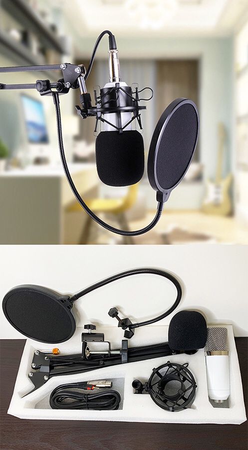 Brand New $30 Condenser Microphone Kit Studio Recording w/ Pro Filter Boom Arm Stand Shock Mount
