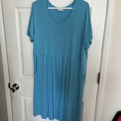 J Jill women’s dress size large sky blue pockets soft cozy dress 