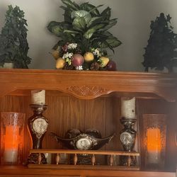 Elegant Etched Glass Hurricane Candle Set – Mantel or Wedding Decor – Includes LED Candles