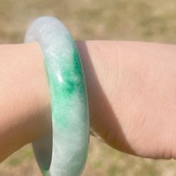 56mm certified natural fine light mint green with emerald green Jadeite Bangle
