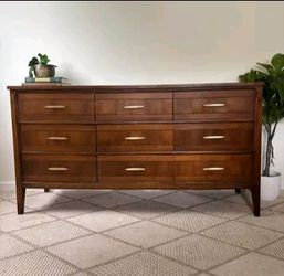 Authentic Vintage Mid-Century Modern 9-Drawer Lowboy Dresser