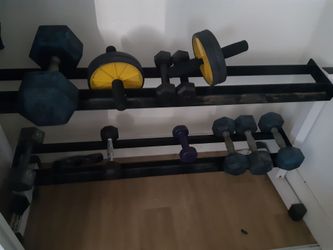 Barbell and weight rack
