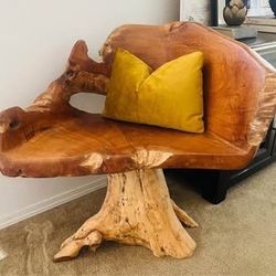 Solid Wood Root Side Chair - Vintage Handcrafted Tree Trunk