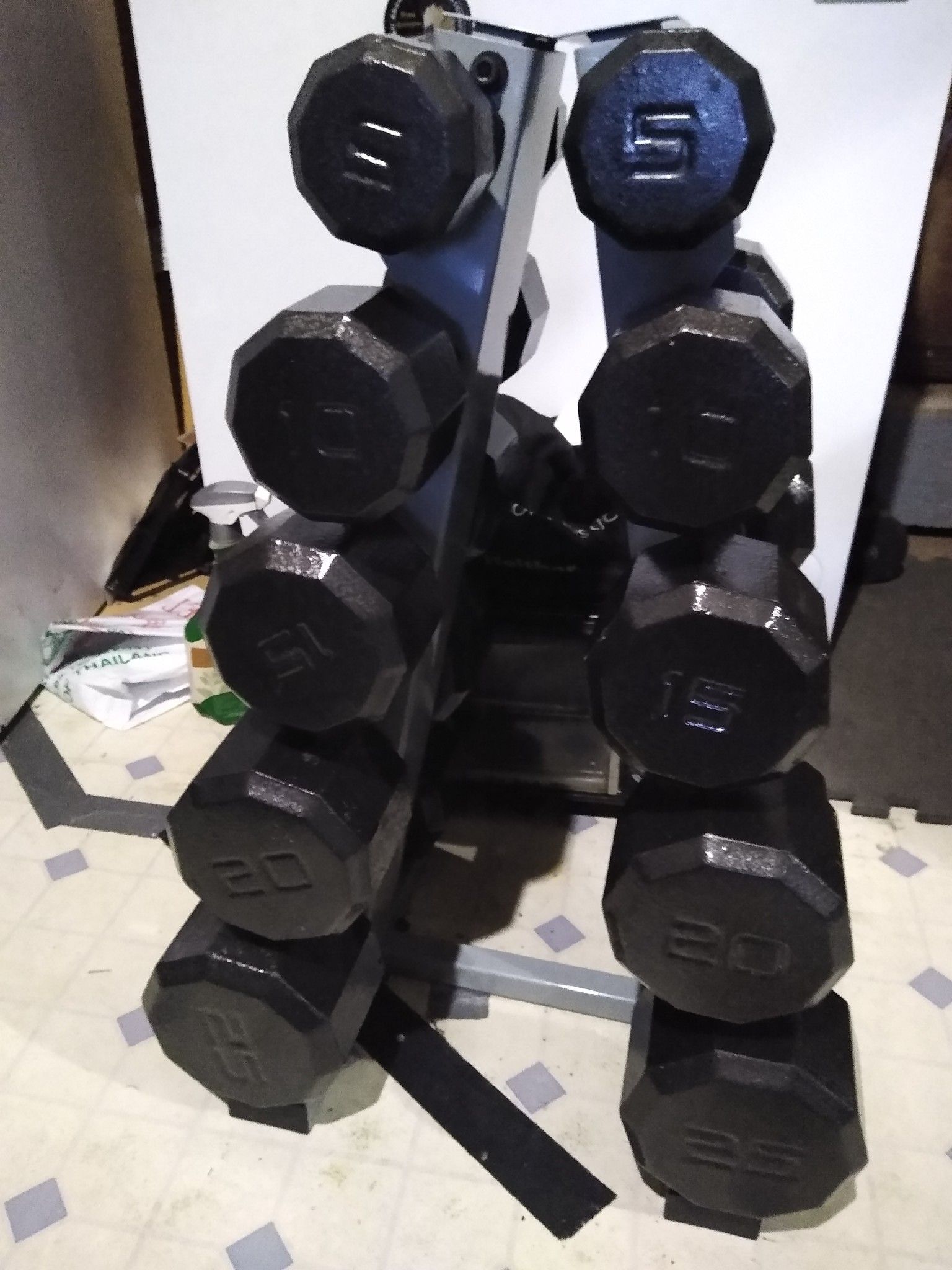 Dumbbells and weight bench