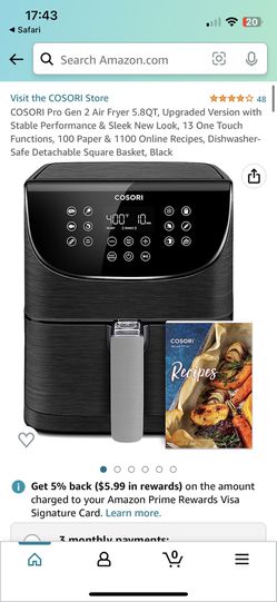 COSORI Pro Gen 2 Air Fryer 5.8QT, Upgraded Version with Stable Performance  & Sleek New Look, 13 One Touch Functions, 100 Paper & 1100 Online Recipes,  for Sale in San Diego, CA - OfferUp