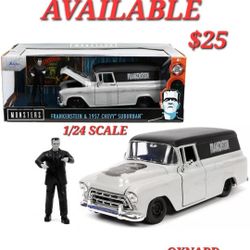 
1957 CHEVY SUBURBAN W/ FRANKENSTEIN FIGURE 1/24 scale DIECAST 