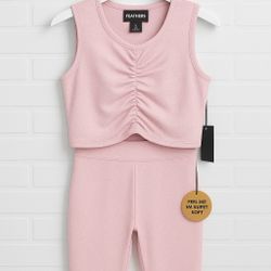 Sparkling *PINK* 2 Piece Crop Tank Top And Leggings Set