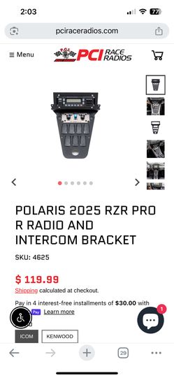 PCI Radios RZR Pro R Bracket
