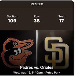 4 Aisle Seats Padres Vs Orioles 