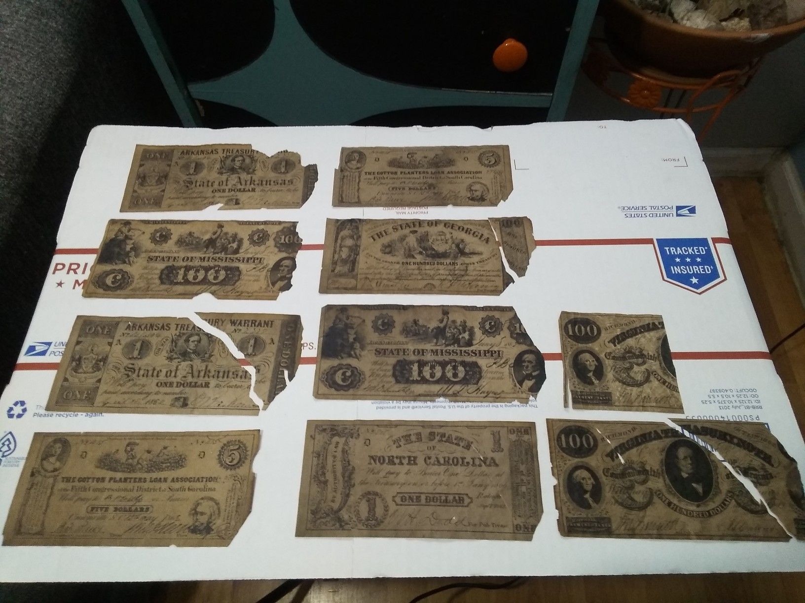 American Civil War Confederate Money Treasury Bonds Paper Money