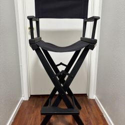 Black Director’s Chair Folding w/ Arms & Footrest – Sturdy & Clean