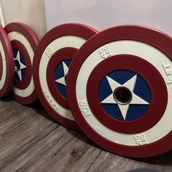 ONNIT Captain America Limited Edition 45 LB Pound Olympic Weight Plates : (4 ) Super Rare Avenger LIKE NEW Prices Listed At The Bottom 👇👇👇👇