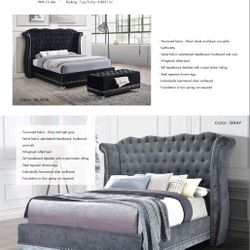 Queen Size Bed Frame Only Color Black Or Grey 