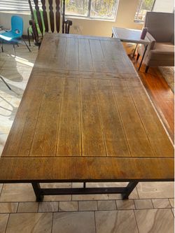 72” long wood table with metal legs